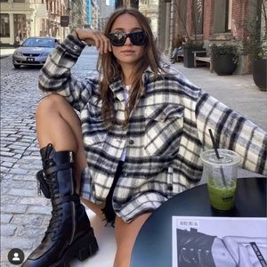 Zara Wool Blend Plaid Overshirt